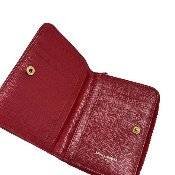 SAINT LAURENT PARIS Monogram Compact Zip Wallet Red Leather - 288-051325 - Picture 3 of 5